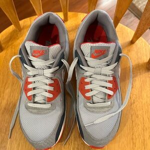 Nike Mens Gray and Red Air Max Sneakers
